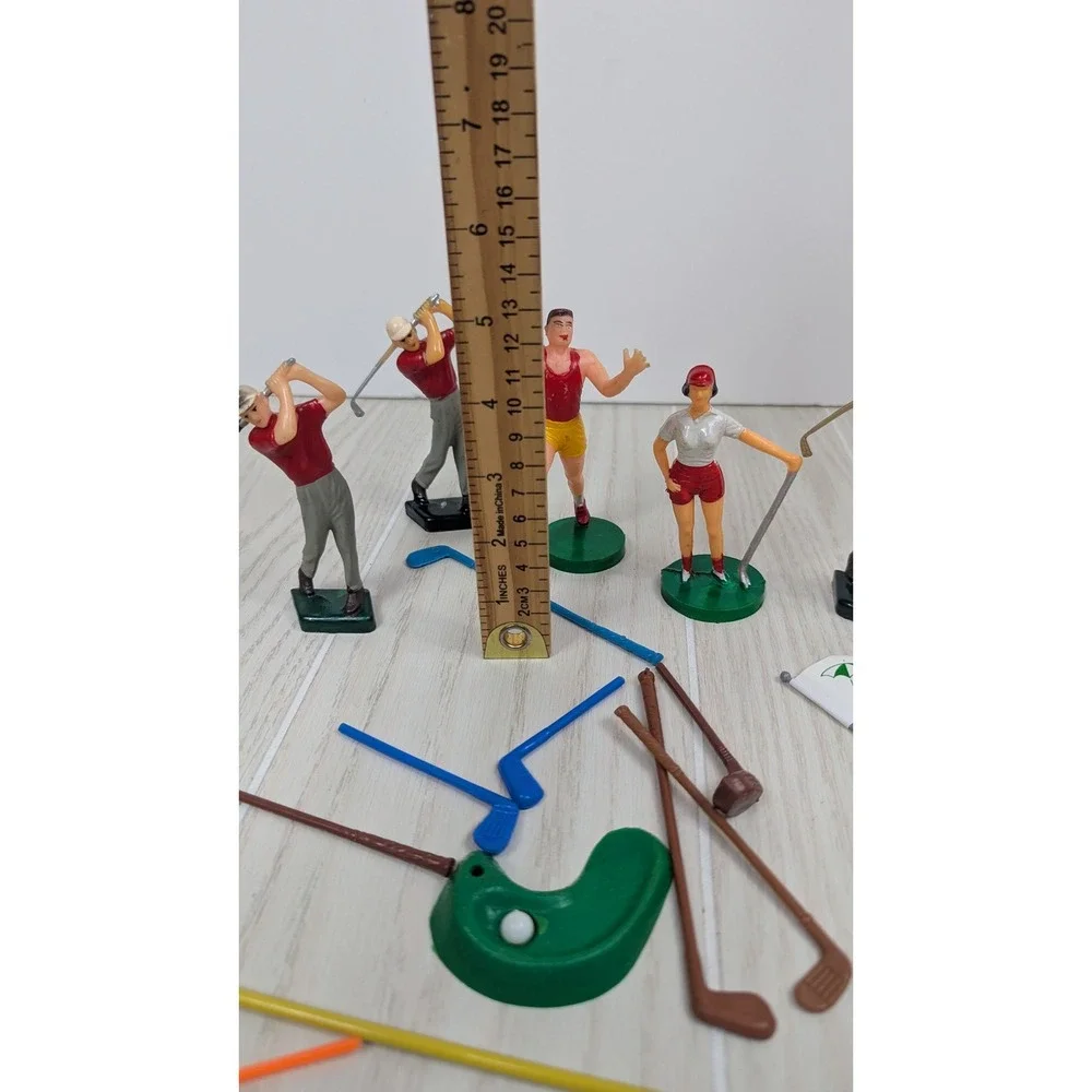 Wilton Cake Toppers Vintage Plastic Golf Figures Flags Clubs Lot